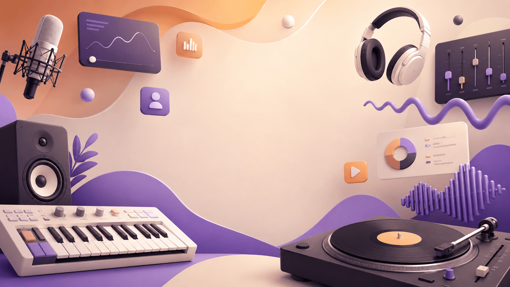 Music producer using AI-powered software in a modern recording studio.